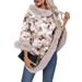 Women's Clothing fur collar pullover contrast color leopard print knitted cape women autumn and winter retro loose sweater shawl_ipsvogv.com