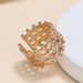 Trendy Hip Hop Personalized Fashion Opening Adjustable Full Diamond Woven Vertical Hollow Three Layer Ring_ipsvogv.com