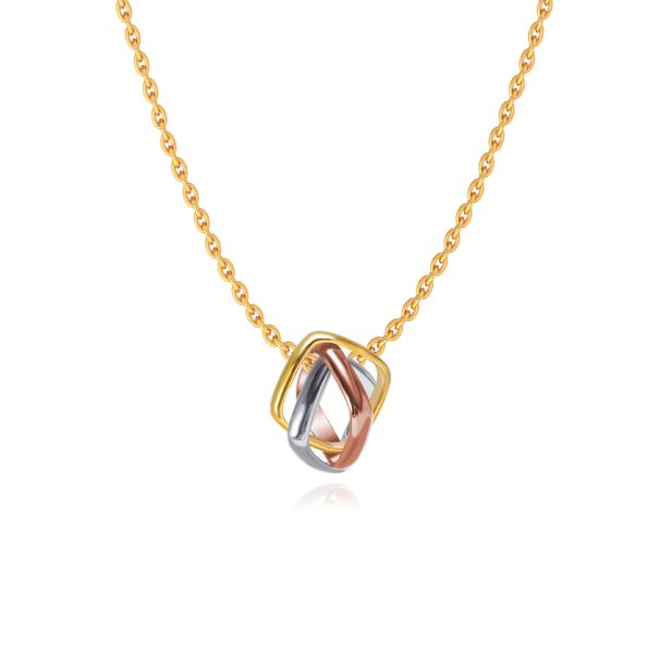 Women's Jewelry Square Three Ring Three Color Necklace Glossy Simple Versatile Couple Style Interlocking Creative Design Boutique Necklace_ipsvogv.com