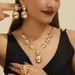 Statement Jewelry Set: Exaggerated High-End Glossy Heart Necklace, Ring, And Round Earrings_ipsvogv.com