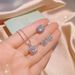 Zircon Square Collarbone Chain Simple Korean High Carbon Simulation Diamond Ring Earring Pendant Three Piece Set_ipsvogv.com