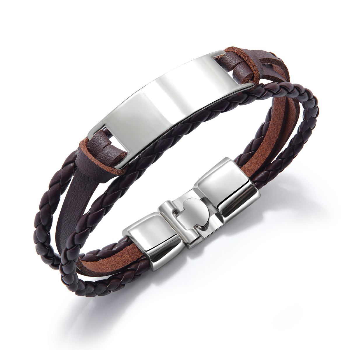 Men's Jewelry Simple And Versatile Multi Layer Braided Bracelet Men's Personality Hip Hop Smooth Engraved Bracelet Accessories_ipsvogv.com