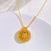 Women's Jewelry Disc Round Hollow Texture Necklace Geometric Retro Metal Texture Boutique Pendant Necklace_ipsvogv.com