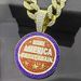 Round Brand MAKE AMErica CREAT AGAIN Letter Alloy Color Diamond Pendant Men's Necklace_ipsvogv.com
