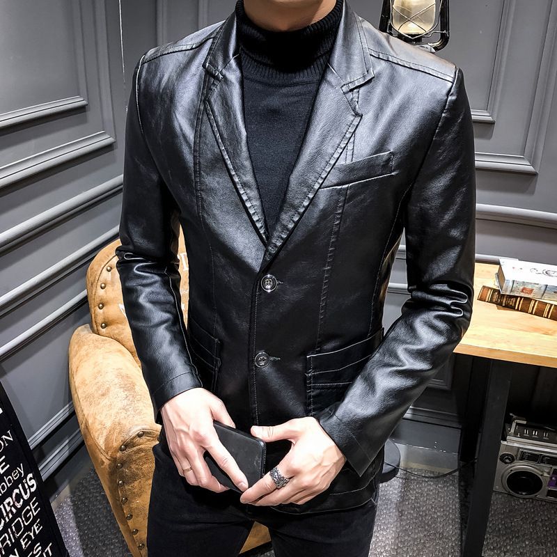 Men's Clothing Leather Suit Autumn New Casual Jacket Style Slim Lapel Leather Suit Leather Jacket Men's_ipsvogv.com
