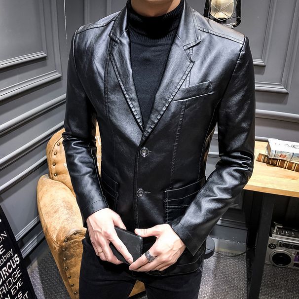 Men's Clothing Leather Suit Autumn New Casual Jacket Style Slim Lapel Leather Suit Leather Jacket Men's_ipsvogv.com