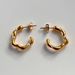 Fashionable Real Gold Electroplated INS Titanium Steel Polished Irregular Pearl Earrings_ipsvogv.com