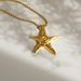 Women's Jewelry Gold Plated Titanium Steel Starfish Beach Necklace Earrings Set_ipsvogv.com