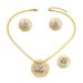 version of Korean style fresh and sweet women's earring necklace set, personalized flower exaggerated design, index_ipsvogv.com