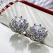 Cao Shi Sweet Cool Style Women's Exquisite Full Diamond Zircon Flower Earrings_ipsvogv.com