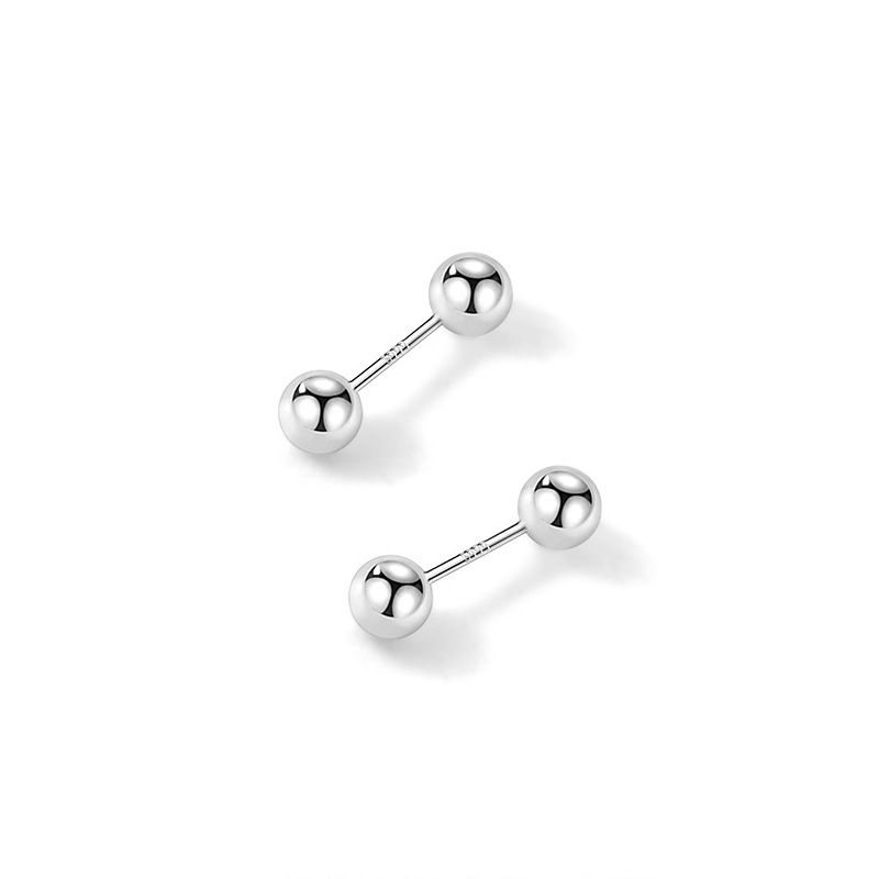 S999 Sterling Silver Screw Earrings Women Ear Piercing Earrings Double Headed Screw On Ear Bone Studs, Free Of Removal, Silver Earrings_ipsvogv.com