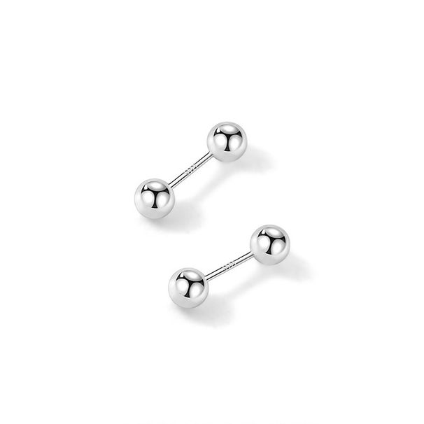 S999 Sterling Silver Screw Earrings Women Ear Piercing Earrings Double Headed Screw On Ear Bone Studs, Free Of Removal, Silver Earrings_ipsvogv.com