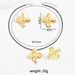 Minimalist hip-hop style flower earrings and ring set, personalized gold plated long necklace, women's jewelry_ipsvogv.com