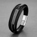 Stainless steel fashionable hip-hop multi-layer woven leather bracelet, men's gift new style_ipsvogv.com