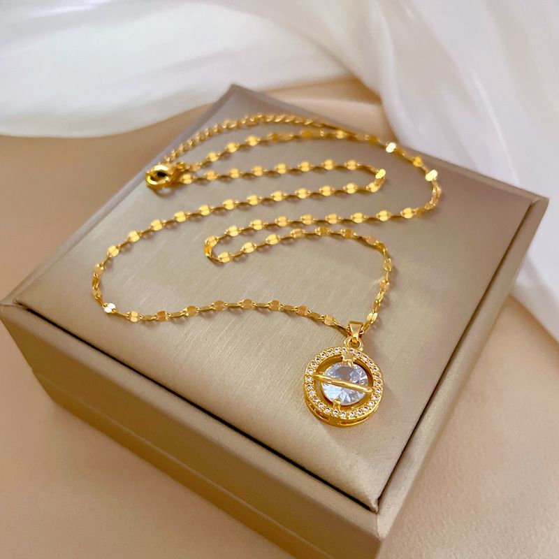 Titanium Steel 【 】 Light Luxury Planet Charm Micro Inlaid Diamond Necklace Women's Exquisite Style Ins Internet 【 】_ipsvogv.com