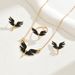 Fashion OL women's ring set, personalized angel wing drip oil design earrings long necklace_ipsvogv.com