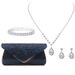 Women Clutch Bag Rhinestone Jewelry Set Shiny Necklace Earrings Bracelet 4 Set Wedding ClutchPursesB_ipsvogv.com