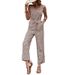Printed fashion pants with straight tube leopard print jumpsuit_ipsvogv.com