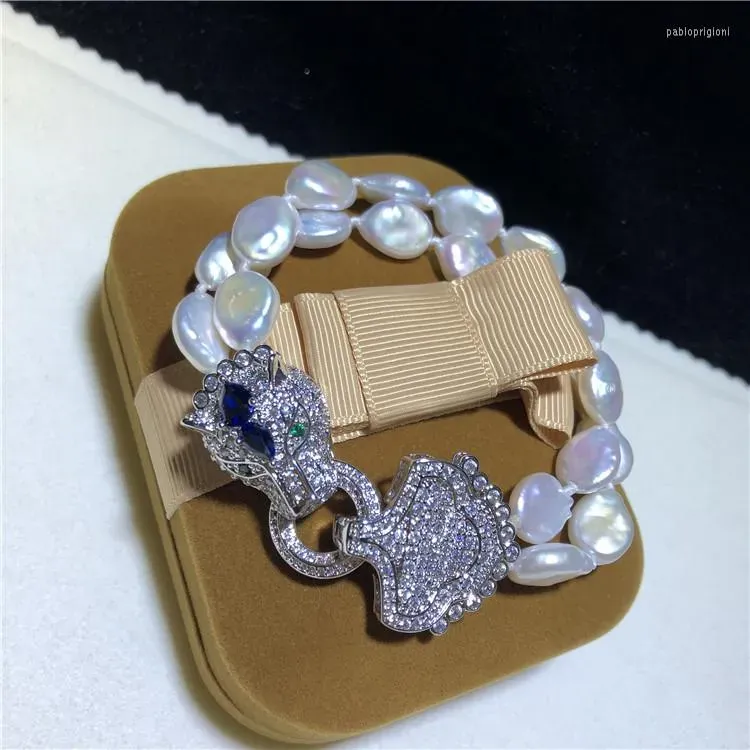 Link Bracele Leopard Design Clasp Keshi Pearl Bracelet Natural Freshwater Double Strand Jewelry Fashion Girlfriend_ipsvogv.com