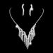 Exquisite Diamond-like Tassel Necklace - 3-Piece Clavicle Jewelry Set For Women, Silver Plated_ipsvogv.com