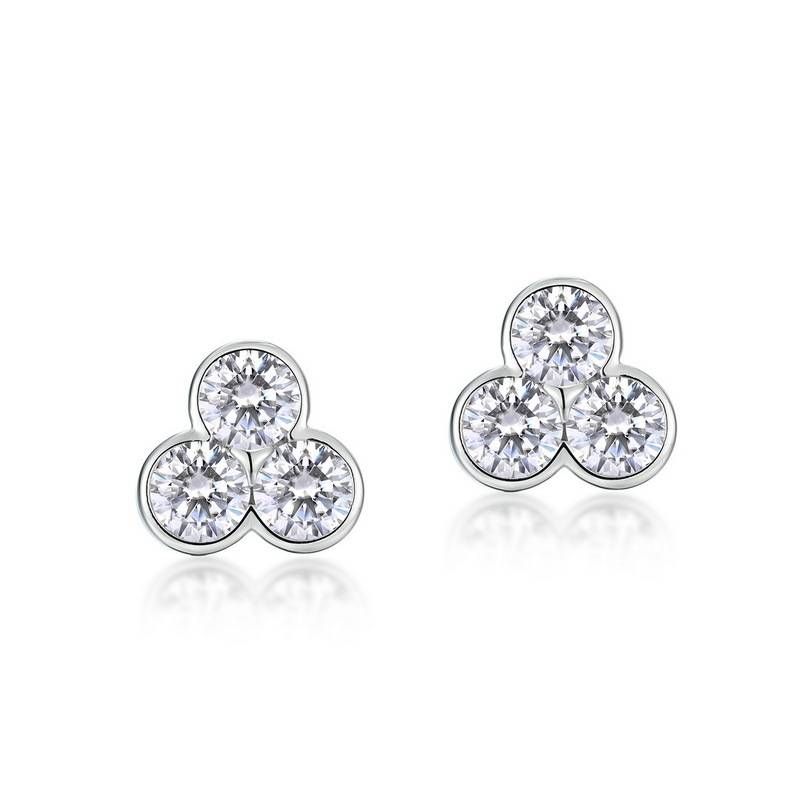 Three Petal Flower Moissanite Earrings For Women S925 Silver Inlaid With Brilliant Moissanite Earrings Simple And Fashionable_ipsvogv.com