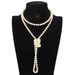 Classic Multi Color Pearl Knotted Necklace Korean Sweater Chain Fashion Accessories_ipsvogv.com