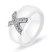 Couple ring black and white ceramic X ring micro-inset zircon 8MM fashion ring_ipsvogv.com