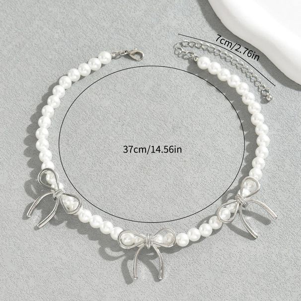 FashionableLadies Beaded Necklace Niche Pearl Bow Design High End Clavicle Chain Versatile Necklace_ipsvogv.com