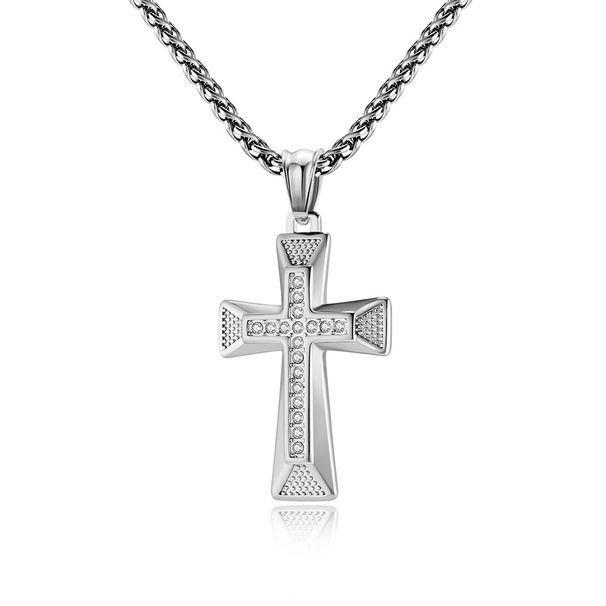 Niche design full diamond titanium steel cross necklace personality hip hop men and women trendy wear accessories_ipsvogv.com