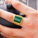 Brass Plated 999 Sand Gold Agate Open Jade Marrow Ring Men's Style_ipsvogv.com