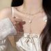 Camellia Double Layered Pearl For Women 2024 New Niche High-end Collarbone Temperament Necklace Sweater Chain_ipsvogv.com