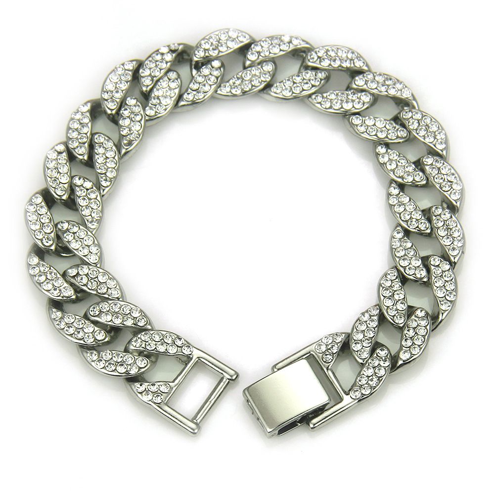 Accessories Hot Sale Hip Hop Diamond-Encrusted Cuban Bracelet Fashion Trendy Men's Jewelry_ipsvogv.com