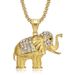 Hip Hop Jewelry Titanium Steel Gold-Plated Diamond-Studded Elephant Pendant Necklace_ipsvogv.com
