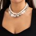 Punk Style Exaggerated Metal Bead Necklace With Choker Temperament, Short Pearl Collar Set_ipsvogv.com