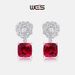 S925 silver inlaid cultivated ruby earrings simulated rose flower earrings fashionable light luxury_ipsvogv.com