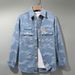 2024New retro color woven jacquard shirt jacket, men's loose casual personalized style long sleeved denim shirt_ipsvogv.com