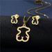 Women's Jewelry Set Fashion Gold Stainless Steel Necklace Set Love Hollow Glossy Pendant Necklace, Earrings, Clavicle Chain Jewelry Small Set_ipsvogv.com