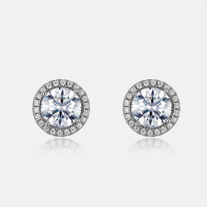 Simple And Dazzling 1ct Moissanite Earrings For Men And Women S925 Silver Full Of Colored Gemstones Earrings_ipsvogv.com