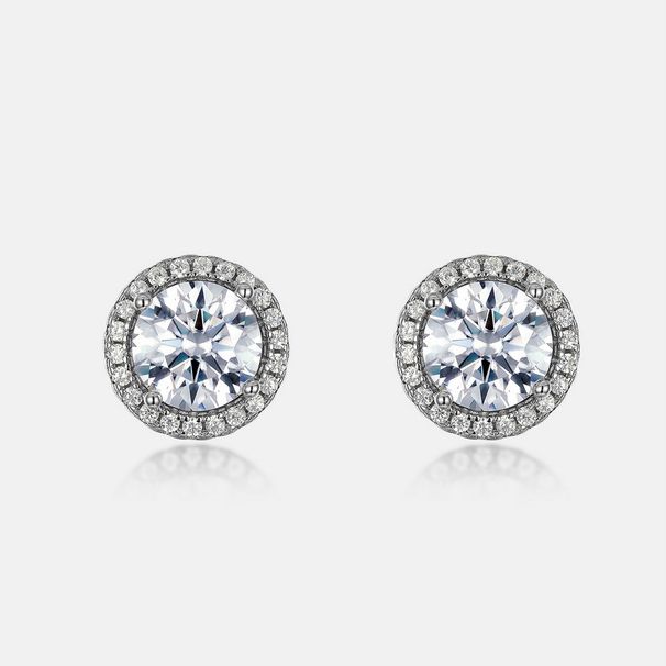 Simple And Dazzling 1ct Moissanite Earrings For Men And Women S925 Silver Full Of Colored Gemstones Earrings_ipsvogv.com