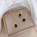 【 Titanium Steel 】 Water Drop Green Zircon Micro inlaid Necklace Earring Set Light Luxury Personalized temperament_ipsvogv.com