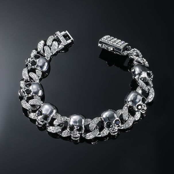 Fashionable punk style men's creative personality skull metal trendy domineering necklace_ipsvogv.com