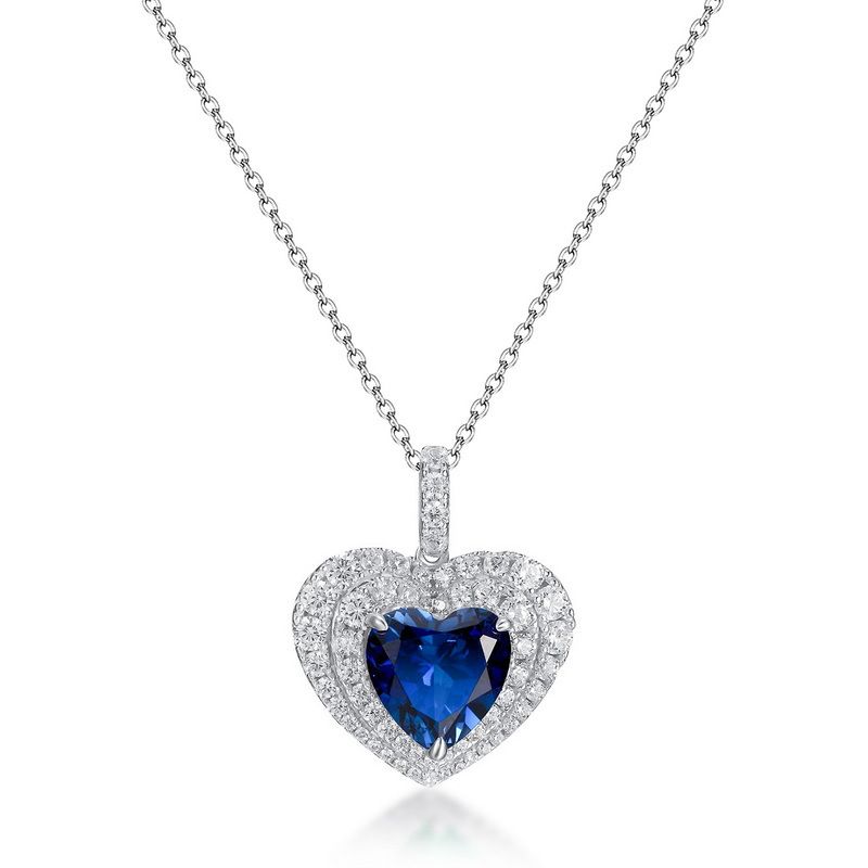 S925 Silver Red Corundum Pendant Heart Shaped Sapphire Pendant Noble Light Luxury_ipsvogv.com