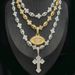 Men's Hip-Hop Cross Pendant Necklace With Zircon Stones, Cuban Chain, 51-60cm, Silver & Gold Men's Hip Hop Necklace_ipsvogv.com