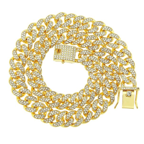 Hiphop Miami Cuban Men's Diamond Set Gold Chain Necklace_ipsvogv.com