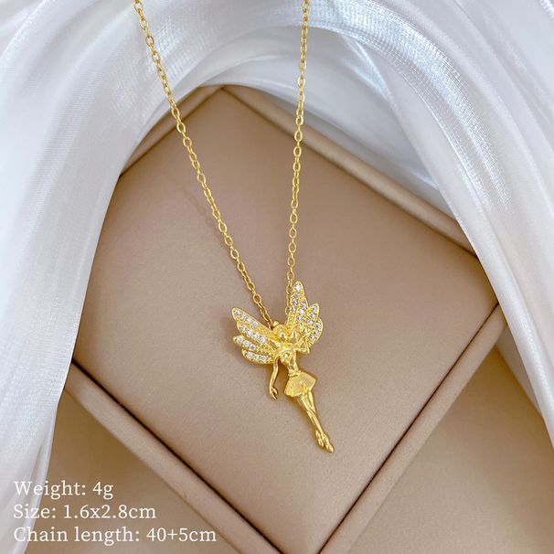 】 Butterfly 【 Fairy Luxury Charm Gorgeous Full Diamond Necklace Women's Versatile Clavicle Titanium Steel Chain 【 】_ipsvogv.com
