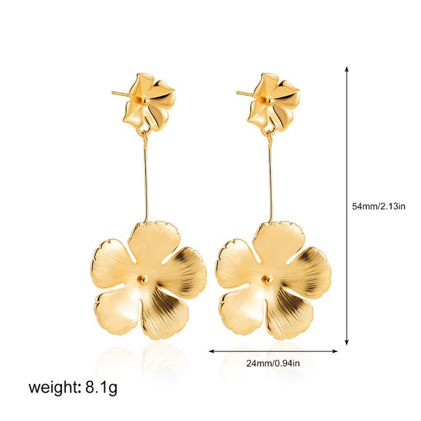 Women’s Jewelry Set Fashion Gold Flower Petal Earrings Retro Temperament Earrings Exaggerated Style Light Luxury Niche Earrings_ipsvogv.com