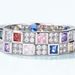 S925 Sterling Silver Exquisite Rainbow Checkerboard Inlaid Zircon Ring INS Fashion Trend Index Finger Ring_ipsvogv.com