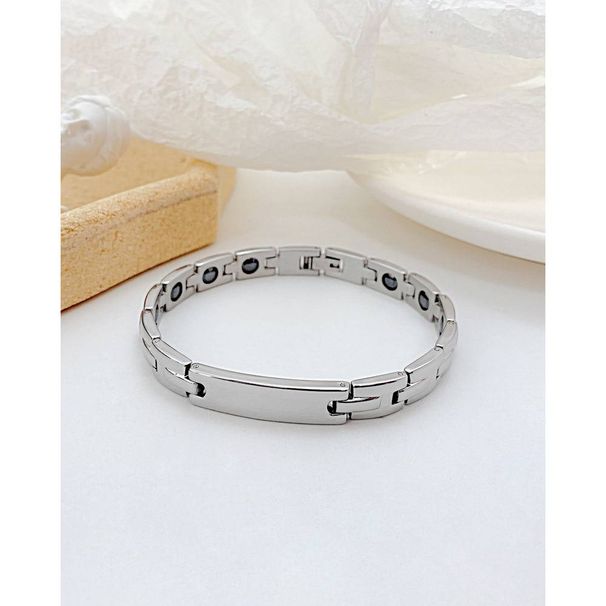 Men And Women's Jewelry Simple And Fashionable Stainless Steel Engraved Magnet Couple Bracelet_ipsvogv.com