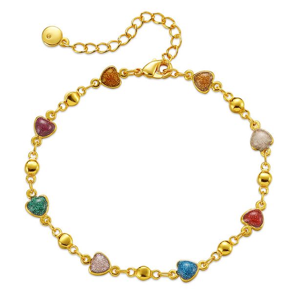 Geometric heart design multi color oil drop bracelet glitter creative summer new hand jewelry copper plated K real gold_ipsvogv.com