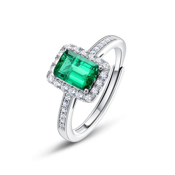 S925 Silver Ring Female Cultivated Emerald Retro Light Luxury Finger Ring Noble_ipsvogv.com